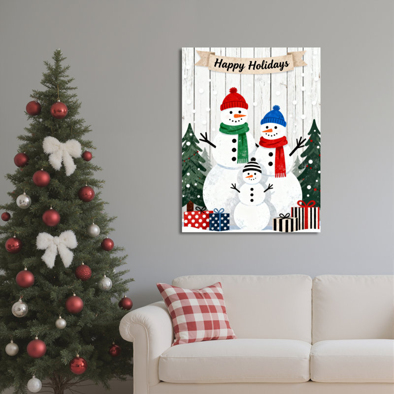 «Snowman Holiday», art mural sur toile, H 18 po x l 12 po