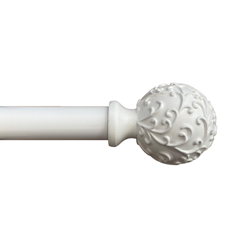 Veun Adjustable 1'' Single Curtain Rod, 1" H x 48" W x 1" D, Gilded White