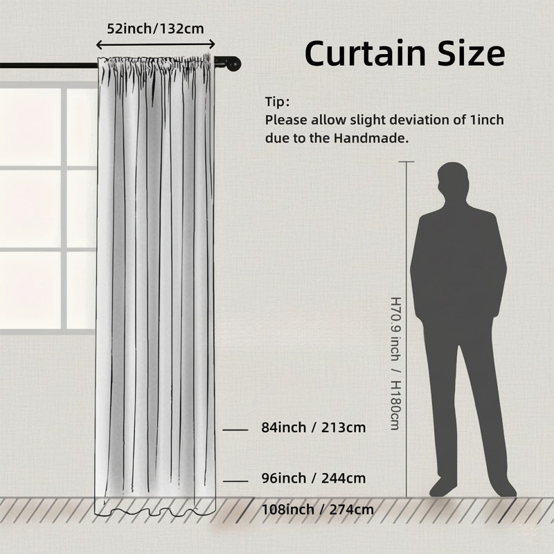 Room Darkening Blackout Curtain (Set of 2), 168 cm Width x 183 cm Drop