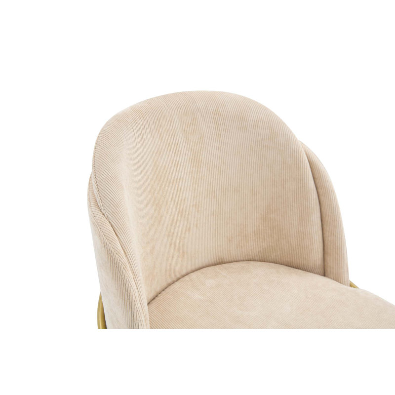 Ensemble de 2 chaises de salle à manger avec pieds en métal, Beige, Doré