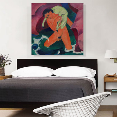 «Young Boy with a Lamb the Good Shepherd» par Franz Marc, reproduction d'art sur toile tendue