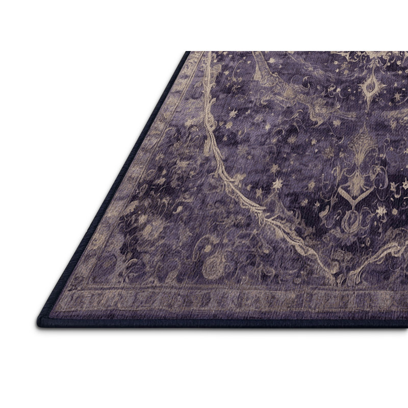 Machine Washable Purple Area Rug, Rectangle 3' x 5'