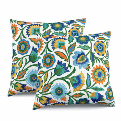 2-Piece 18" x 20" Indoor/Outdoor Waterproof Square Throw Pillow Set with Removable Zip Covers and Inserts