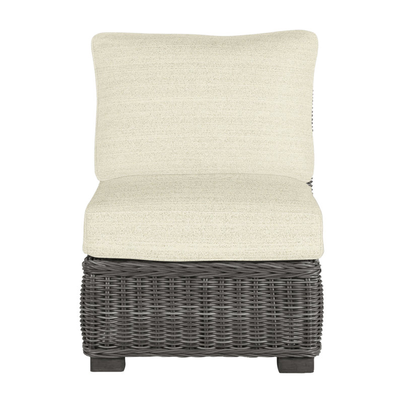 Rustic Woven Sectional Slipper Chair, Slate Gray, Dove Sunbrella® Linen, No Welt