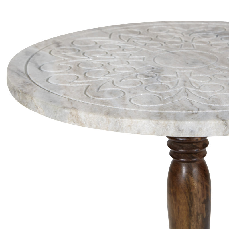 Carved Marble Top Side Table