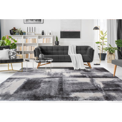 Alban Abstract Shag Charcoal Area Rug