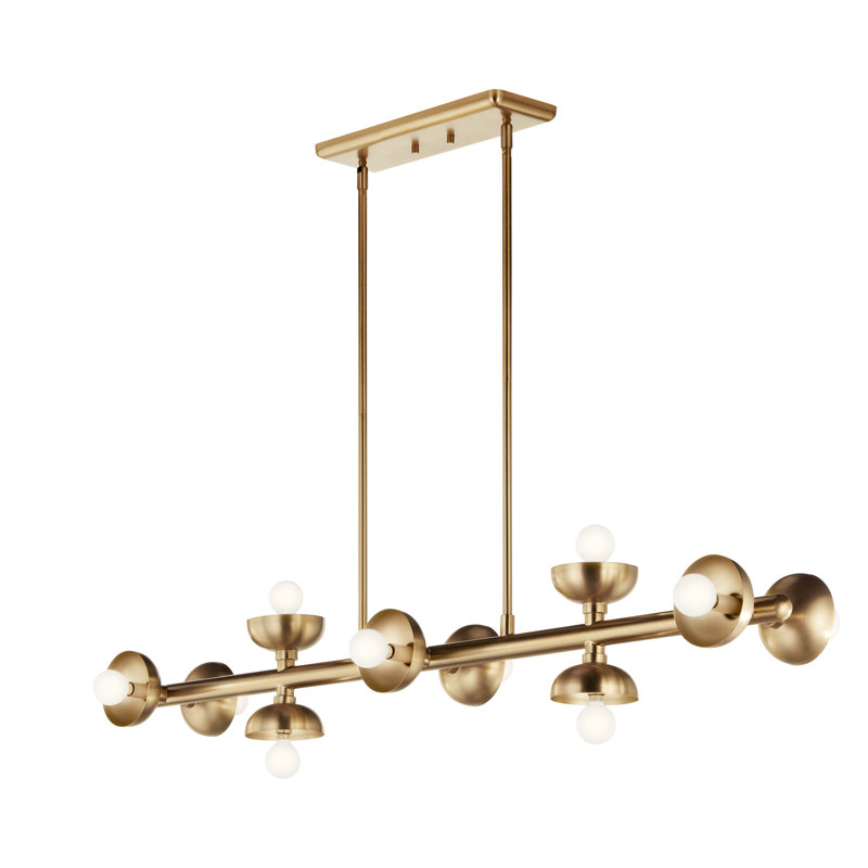 Palta 10 - Light Dimmable Sputnik Linear Chandelier, Champagne Bronze