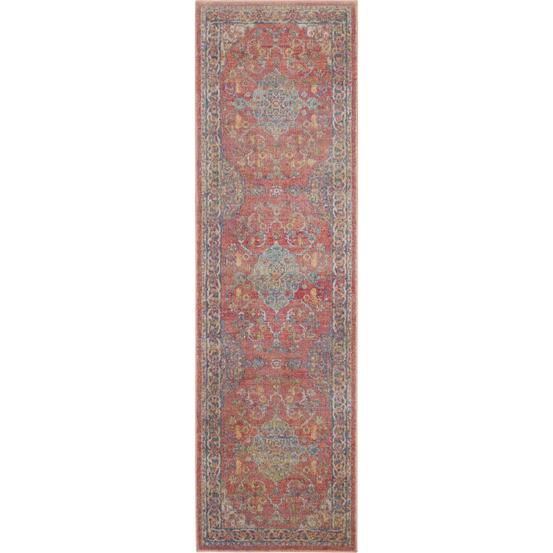 Tapis bleu / rouge Oglethorpe, Rectangle 2 pi x 6 pi