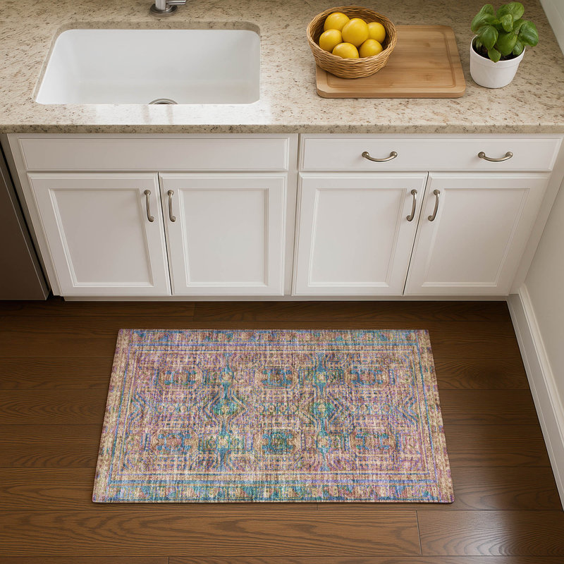 Premium Machine Washable Ashlynn Border Rug, Rectangle 1'8" x 2'6"