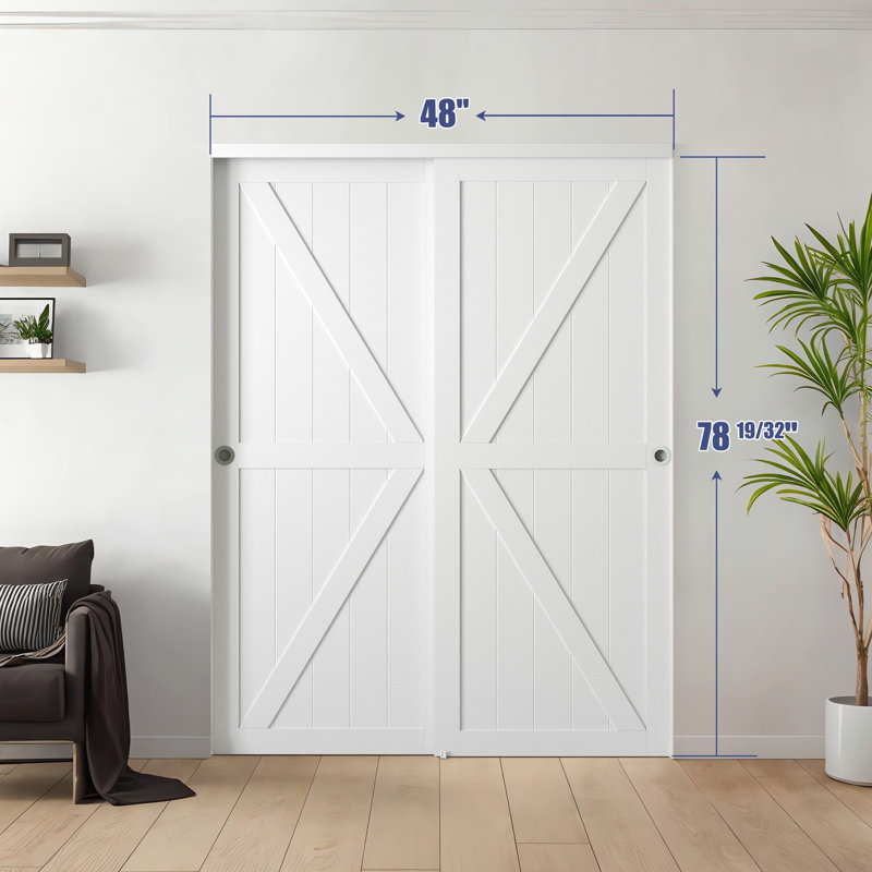 Pure White 48'' x 80'' K-Frame Sliding Barn Door