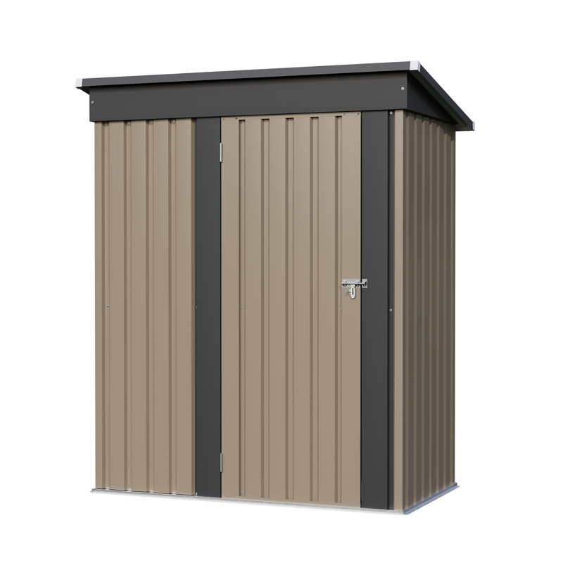5 Ft. X 3 Ft. Outdoor Storage Metal Shed With Floor Frame, Brown, Brown