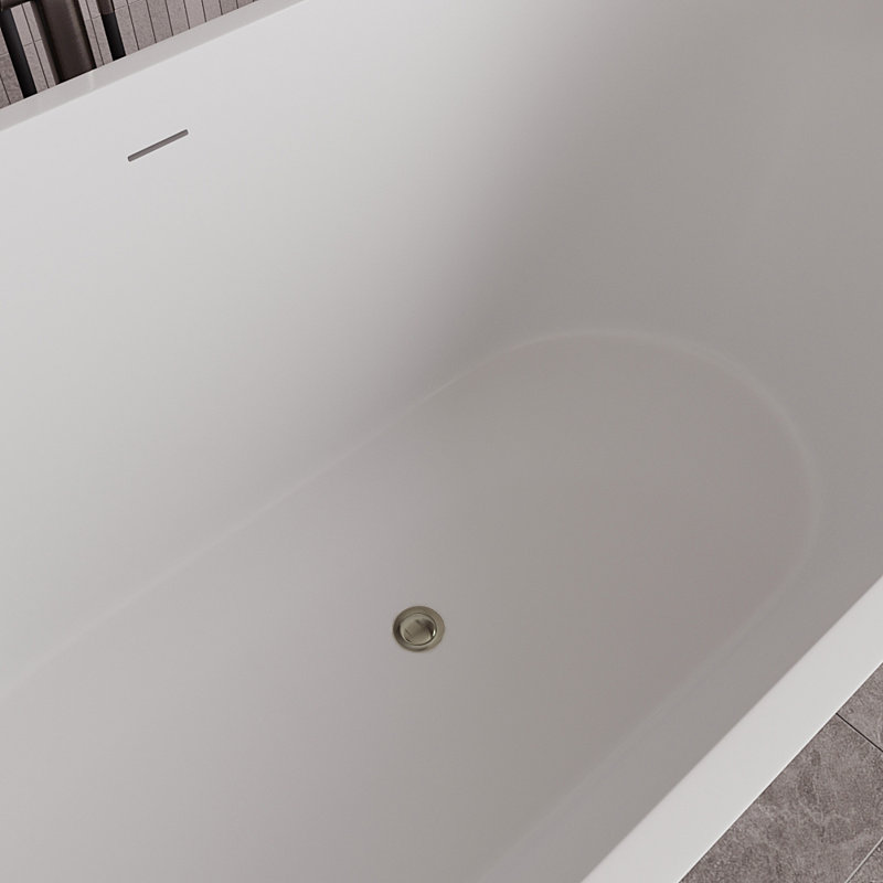 54" Streamline Soaking Freestanding Tub With Internal Drain, Brushed Nickel