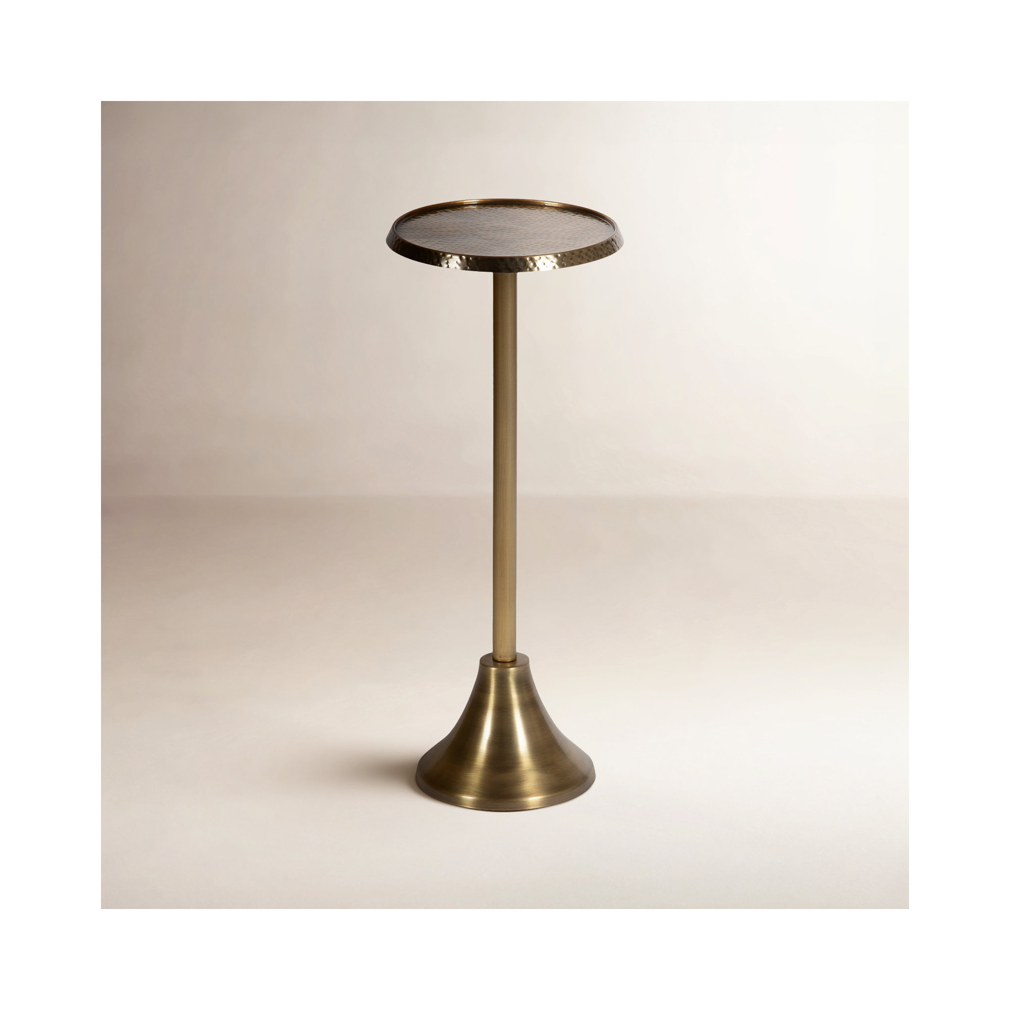 Deanna Iron End Table, 23" H x 9" W x 9" D, Burnished Gold Base/Burnished Gold Top