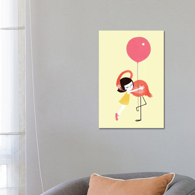 Flamingo Hug 1 Piece Wrapped Canvas Wall Art