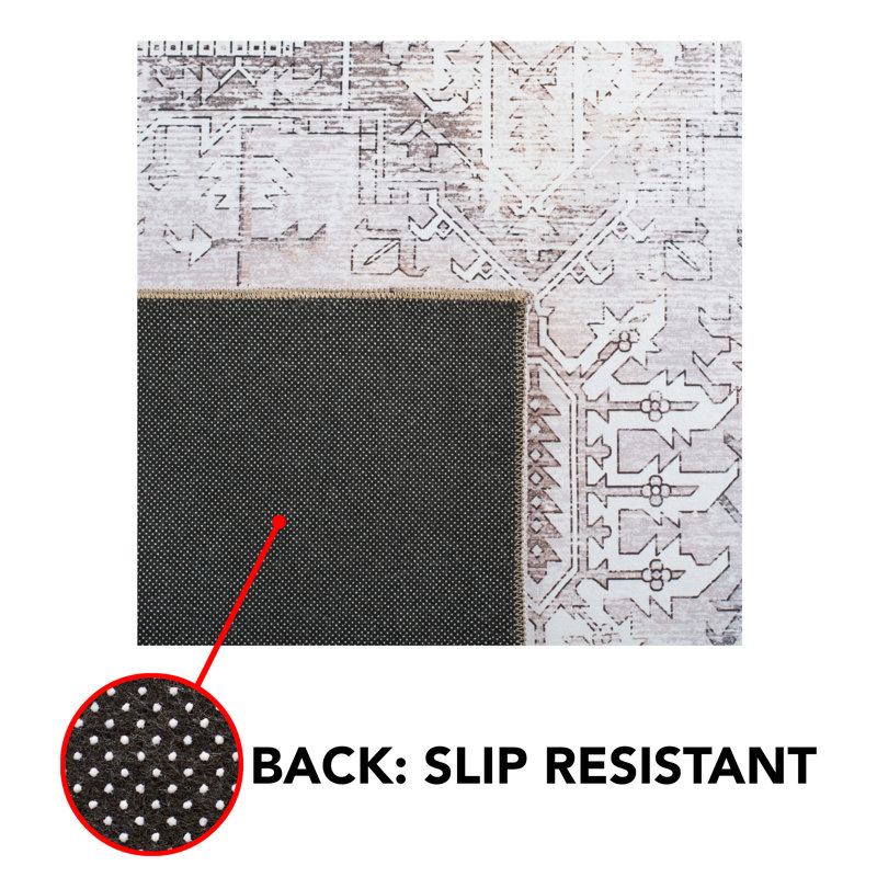 Delvalle Oriental Beige/Grey Area Rug, Round 8'