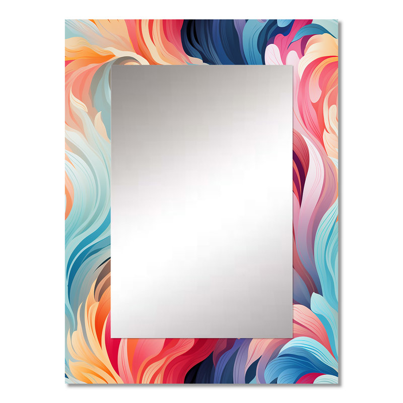 Helladius - Abstract Decorative Mirror On Metal, 32 po x 24 po