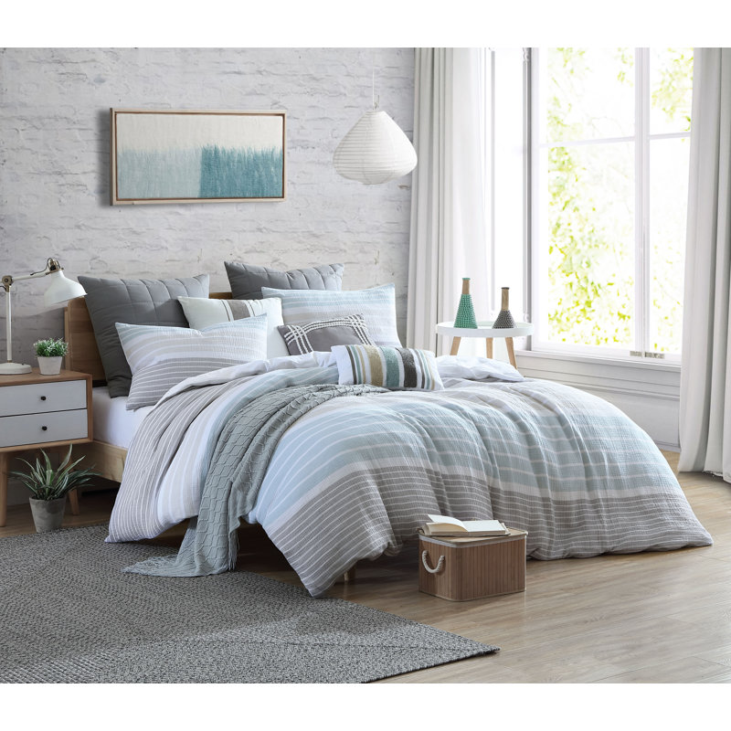 Ensemble de housse de couette 100% coton Swift Home, Housse de couette double / grand + 2 taies décora, Gruau