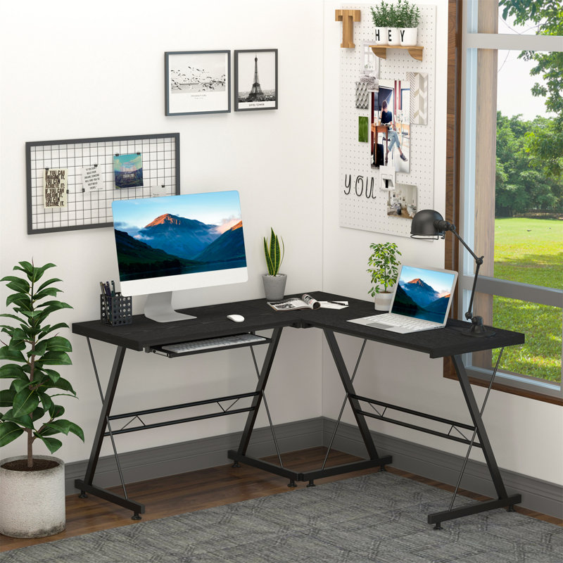 Arvina L-Shaped Metal Base Writing Desk