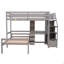 Lit mezzanine simple avec lit autonome, escalier de rangement, bureau, tablettes et tiroirs-1836699985