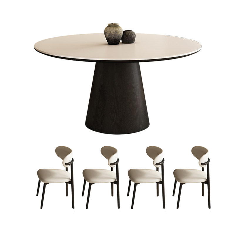 Solid wood rock slab round table, 29.52"H x 53.14"L x 53.14"W