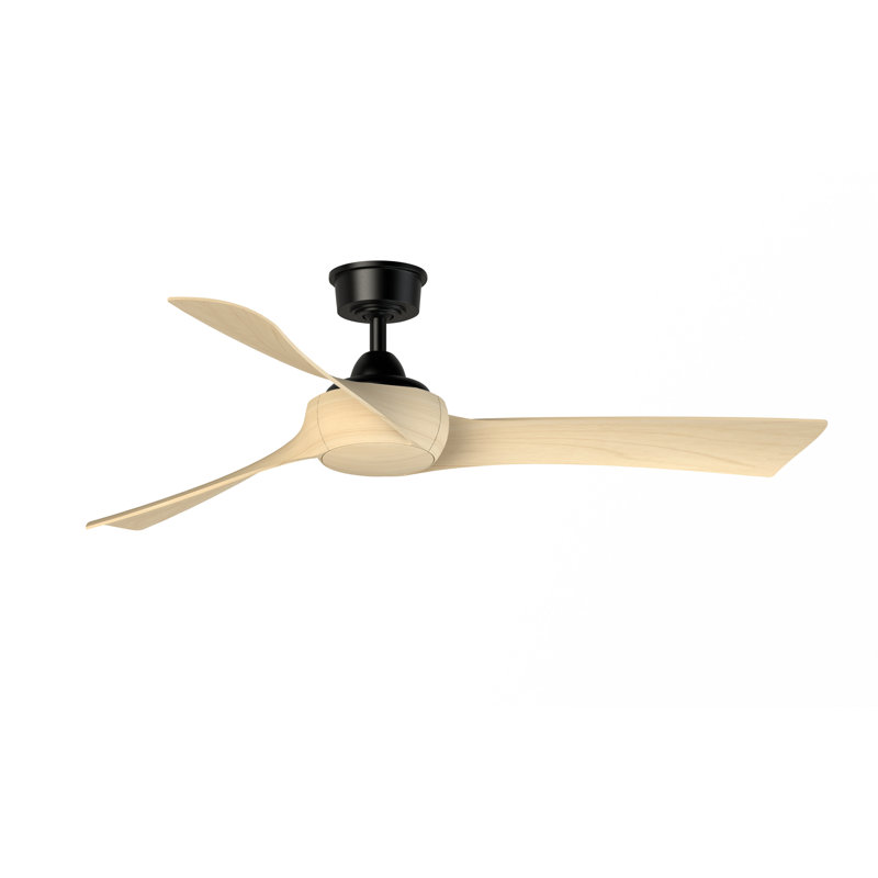 Wrap Custom 56 inch Indoor/Outdoor Ceiling Fan - Black with Natural blades, Natural, Black