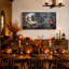 Tableau sur toile d'Halloween avec masque lunaire surréaliste et lanterne ailée-1260558853
