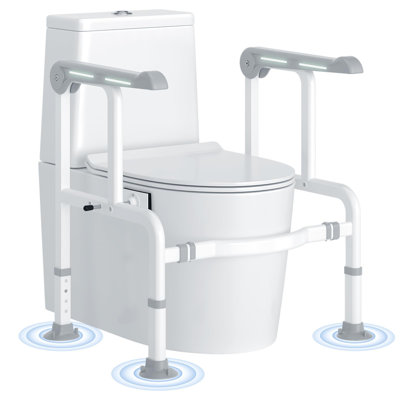 Barrières de sécurité pour toilette pour personnes âgées et handicapées avec poignées brillantes, 450 lb (gris)