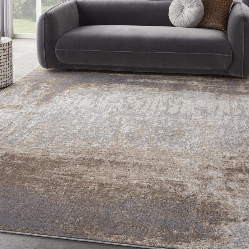 Tapis moderne gris éclectique, Rectangle 7 pi 10 po x 9 pi 10 po