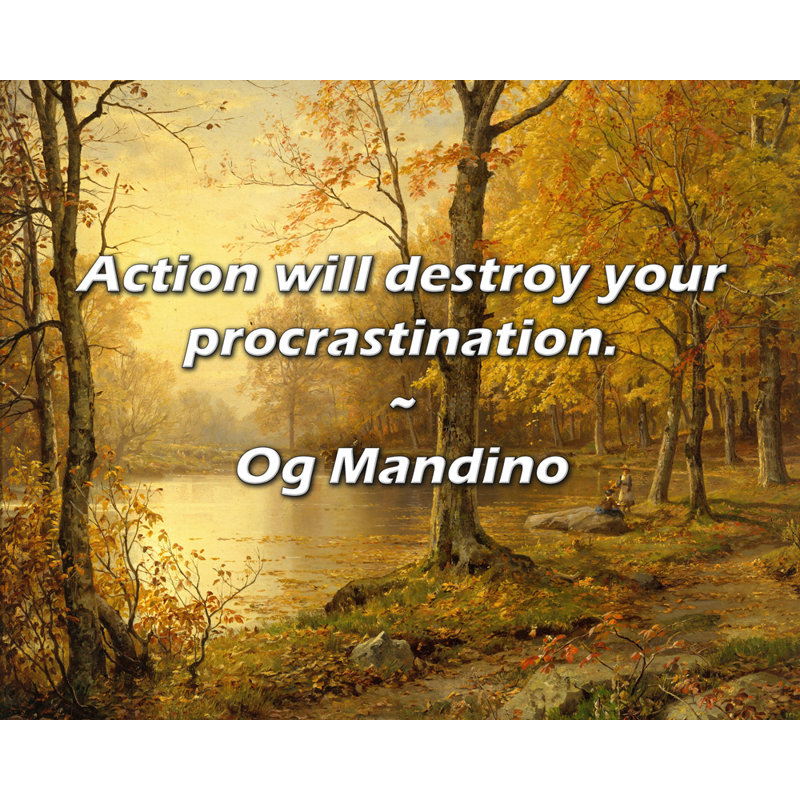 Og Mandino Citation: L'action détruira votre procrastination., H 26 po x l 32 po