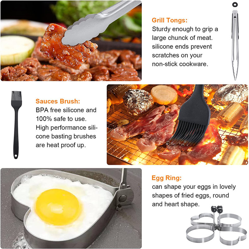 Stainless Steel Non-Stick Dishwasher Safe Grilling Tool Set
