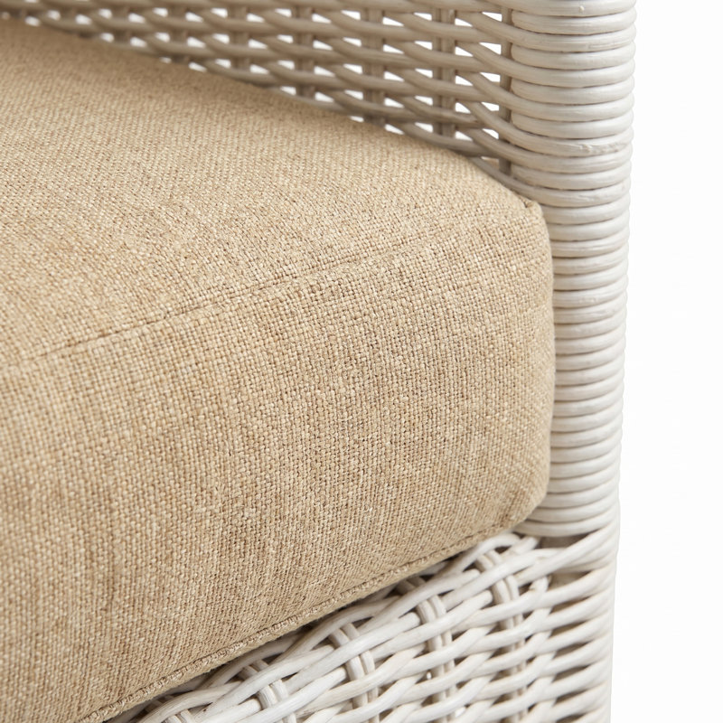 Canapé d'extérieur Destin Pebble - toile beige, Toile beige, Blanc