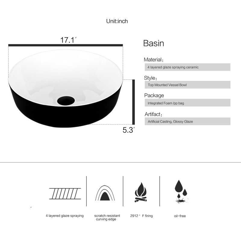 Ensemble de meuble-lavabo simple avec miroir 24 po Arza, Noir / blanc