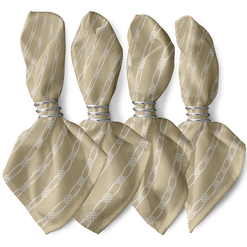 Lamija Polyester Striped Square Napkin, Taupe