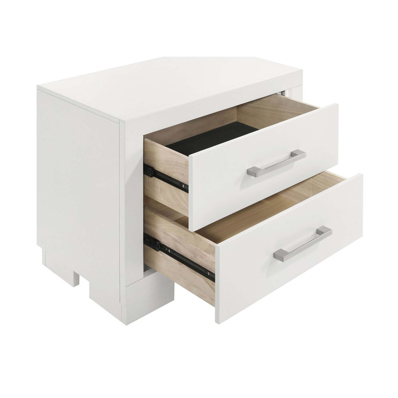 Table de chevet rectangulaire à 2 tiroirs en cuivre avec poignées barre, parfaite pour les décors modernes et traditionnels