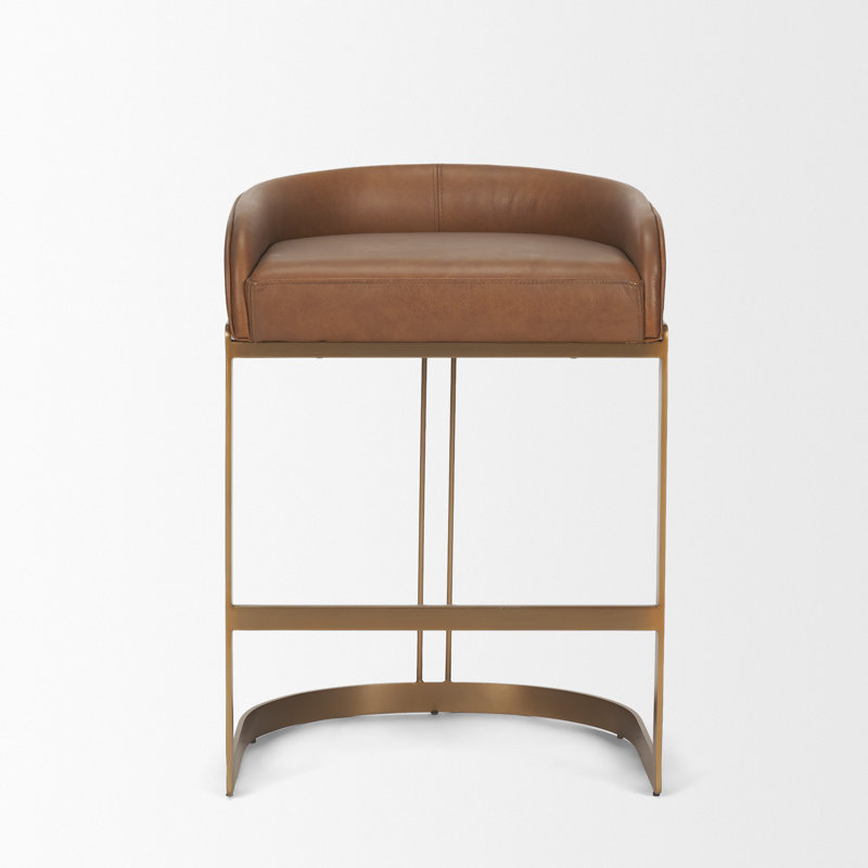 Tabouret de bar et de comptoir en cuir véritable Bradley, Tabouret de comptoir (assise de 24,75 po de hauteu, Cognac