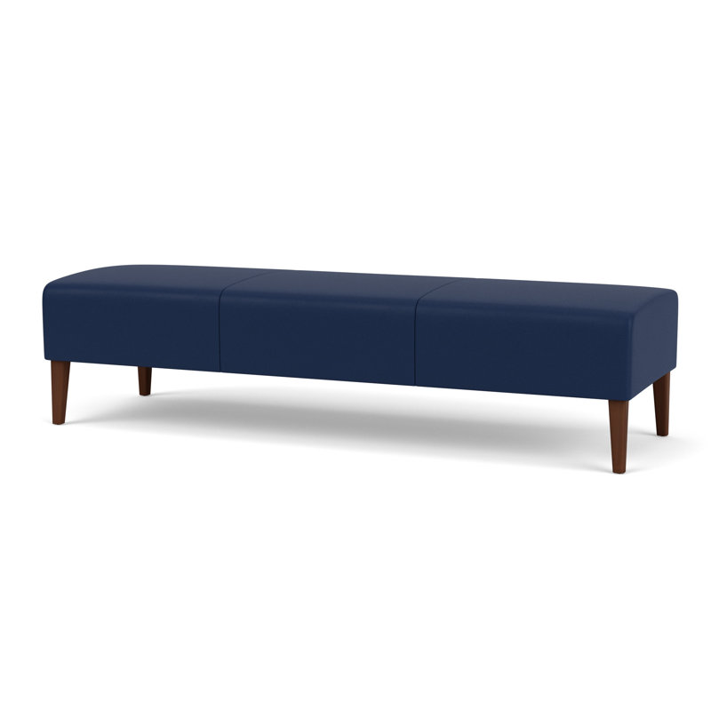 Luxe Lounge Reception 3 Seat Bench, Modena Ink, Walnut Wood