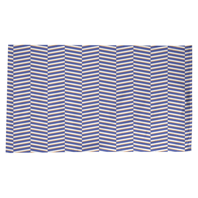 Dana Strider Two Colour Fractured Stripes Tablecloth, Blue/Orange