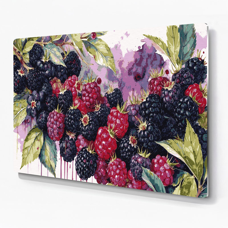 Art mural en métal «Fruit Blackberry» mauve, H 20 po x l 30 po