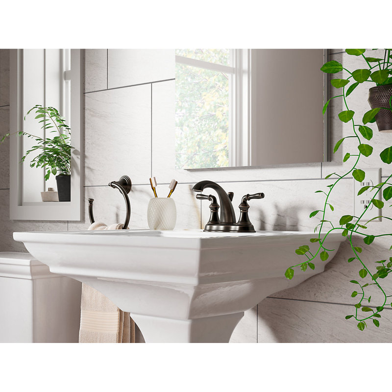 Kohler Devonshire Centerset Bathroom Sink Faucet, 1.2 gpm, Oil Rubbed Bronze, Without Pop Up Drain