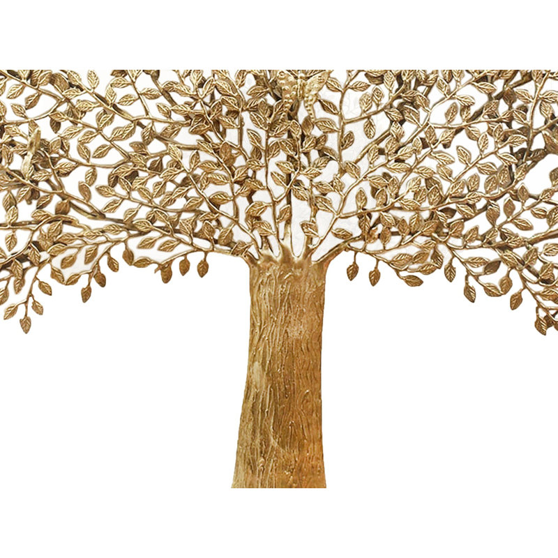 46" Brass Tree of Life Wall Mounted Sculpture - Handmade Indian Banyan Tree Art for Living Room Decor