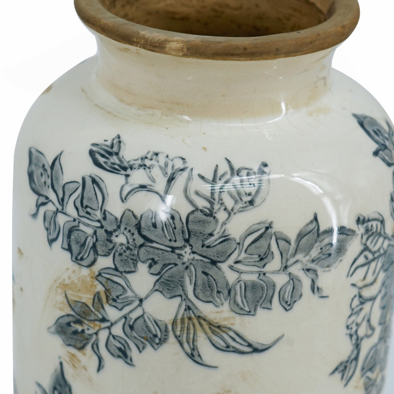 5.3X5.3X10.2" Flower Vase With Floral Pattern