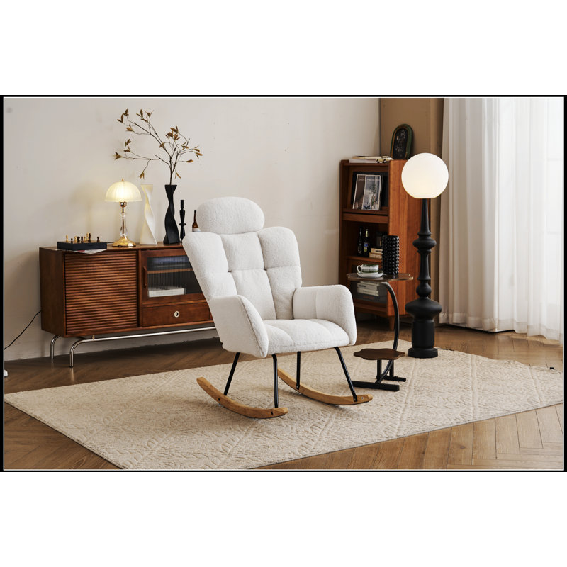Fauteuil berçant et oscillant rembourré Teddy, Ivoire ivoire