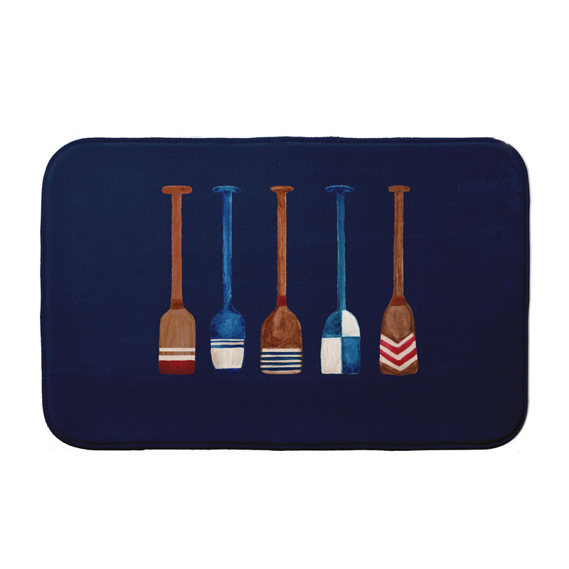 Tapis de bain peint Stella OAR, l 17 po x L 24 po, Bleu marine