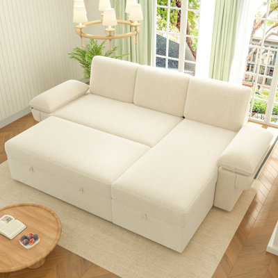 Jilisa 91" Modern 3-Seater Pull Out Sofa Bed - L Shaped Sofa Couch with Storage Chaise