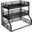 Lit superposé triple en métal noir sur lit double TG, barrières de sécurité de longueur, configuration sans tracas pour les chambres partagées pour lit double, cadre en acier, maisons de vacances idéales avec un espace limité-1194700620-1194700621