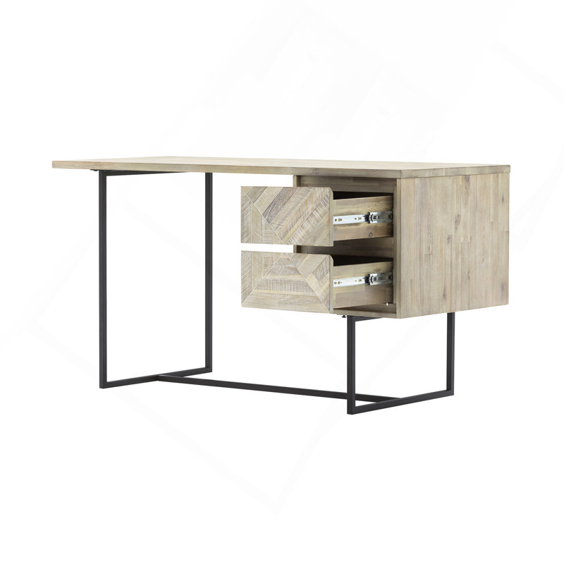 Bureau 2 tiroirs en bois d'acacia naturel