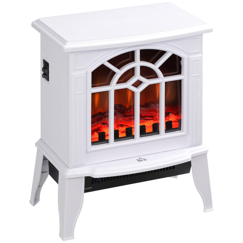 Foyer électrique de 18 po, affichage de l'unité de chauffage à effet de flamme, réglable de 750 W / 1 500 W, portable, protégé contre la surchauffe, blanc, ajoute de l'ambiance et du confort à la maison