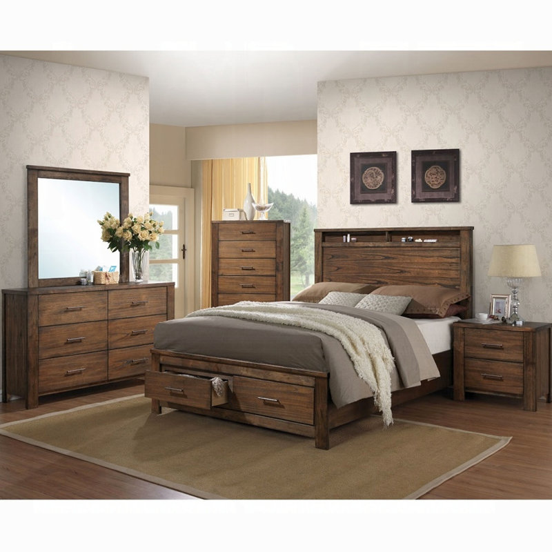 Table de chevet 2 tiroirs en bois au fini chêne pour compléter l'apparence de la chambre à coucher avec tiroirs, Charisma