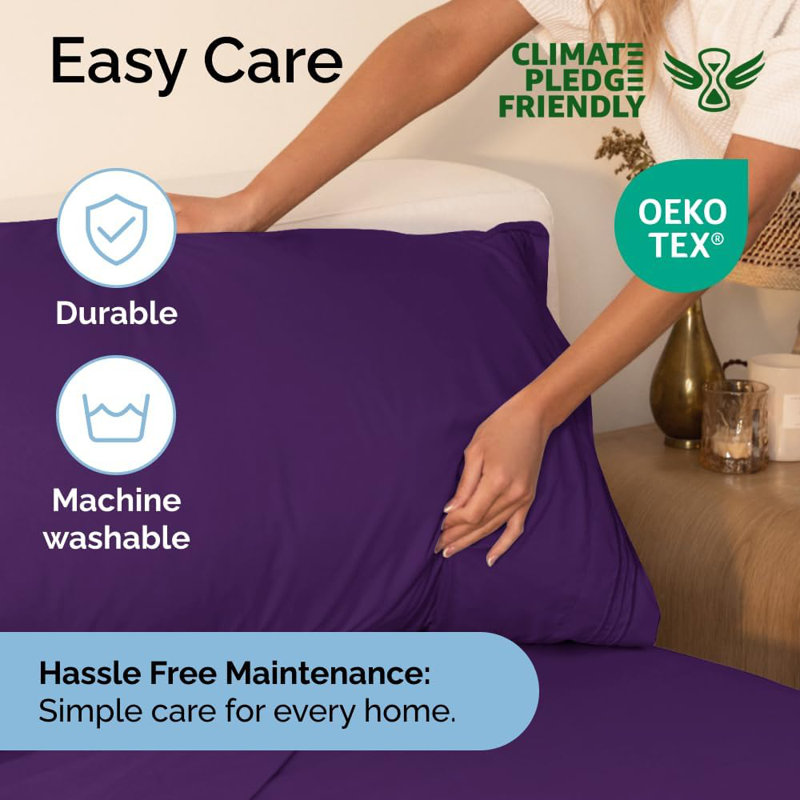 6 Piece Sheet Set, Soft Cooling Bed Sheets, Breathable & Wrinkle Free, Hotel Luxury Bedding, Purple