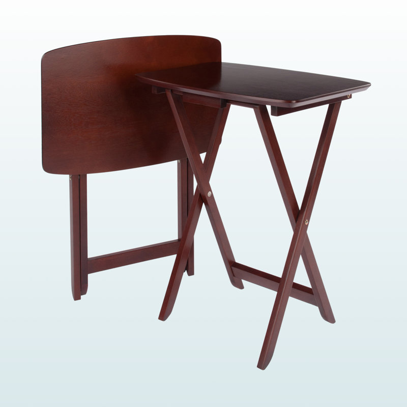 Ella Two-Piece Rectangular Snack Table Set with Dark Brown Finish, 21.45'' L X 14.79'' D